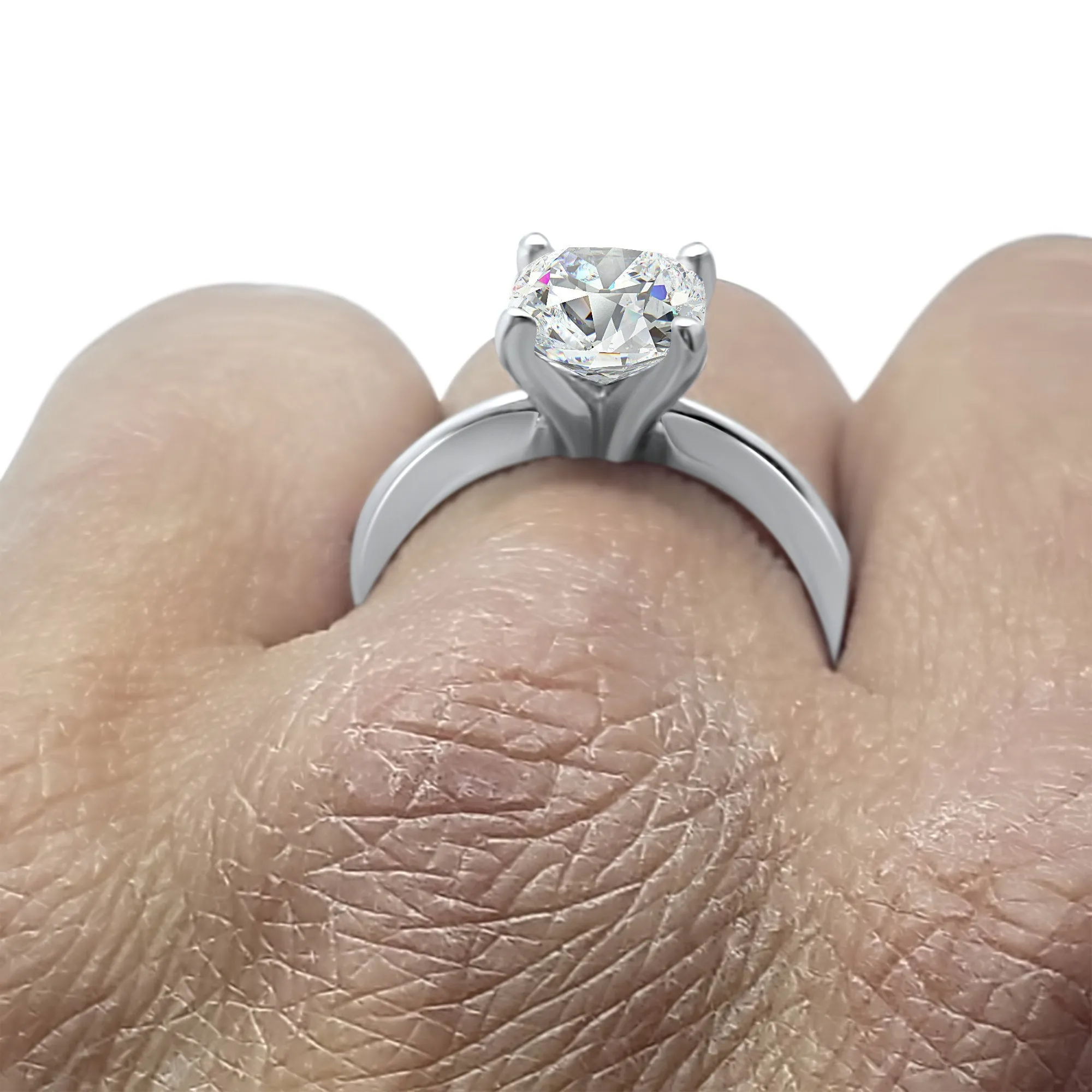 Diamond Cushion Cut Solitaire Engagement Ring 14k White Gold White Gold 1, 2, 3, or 4 carat