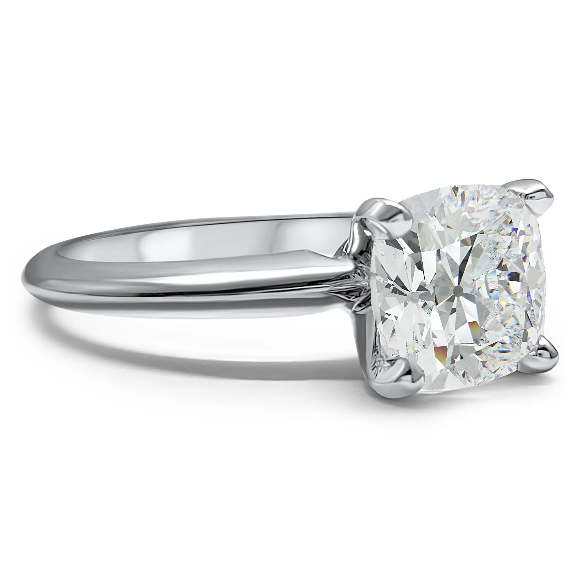 Diamond Cushion Cut Solitaire Engagement Ring 14k White Gold White Gold 1, 2, 3, or 4 carat
