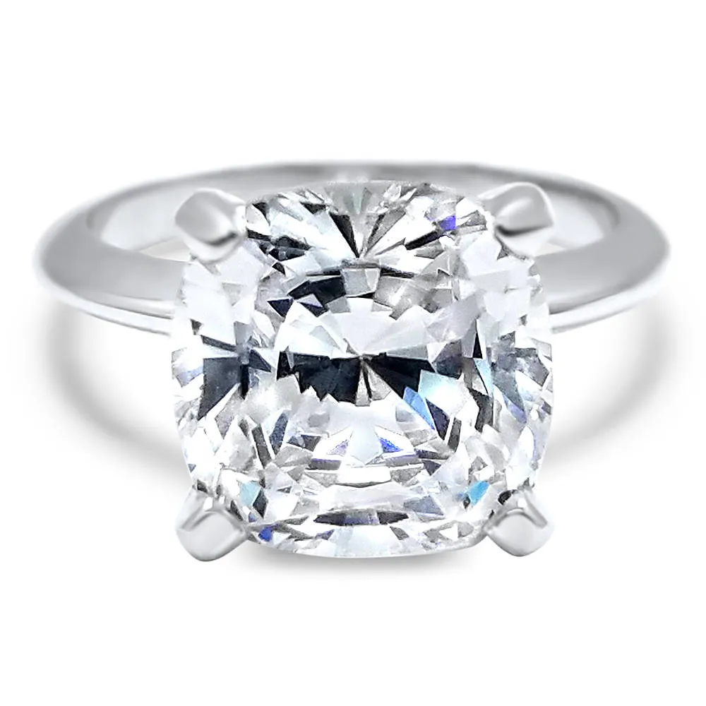 Diamond Cushion Cut Solitaire Engagement Ring 14k White Gold White Gold 1, 2, 3, or 4 carat