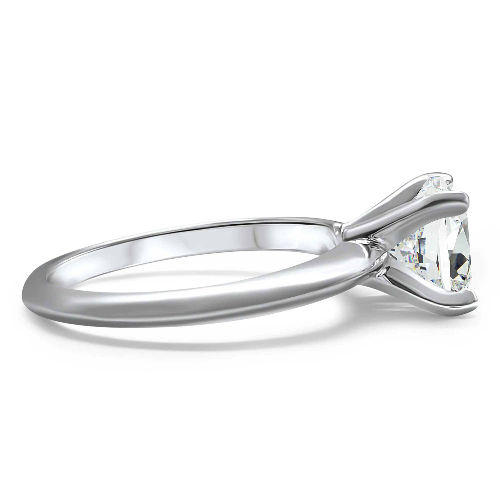 Diamond Cushion Cut Solitaire Engagement Ring 14k White Gold White Gold 1, 2, 3, or 4 carat