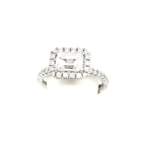 Diamond Halo Emerald Cut engagement ring