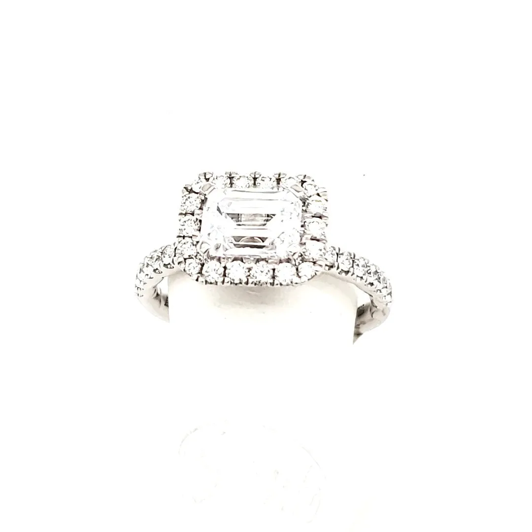 Diamond Halo Emerald Cut engagement ring