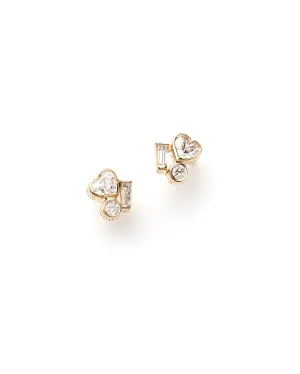 Diamond Heart Cluster Earrings