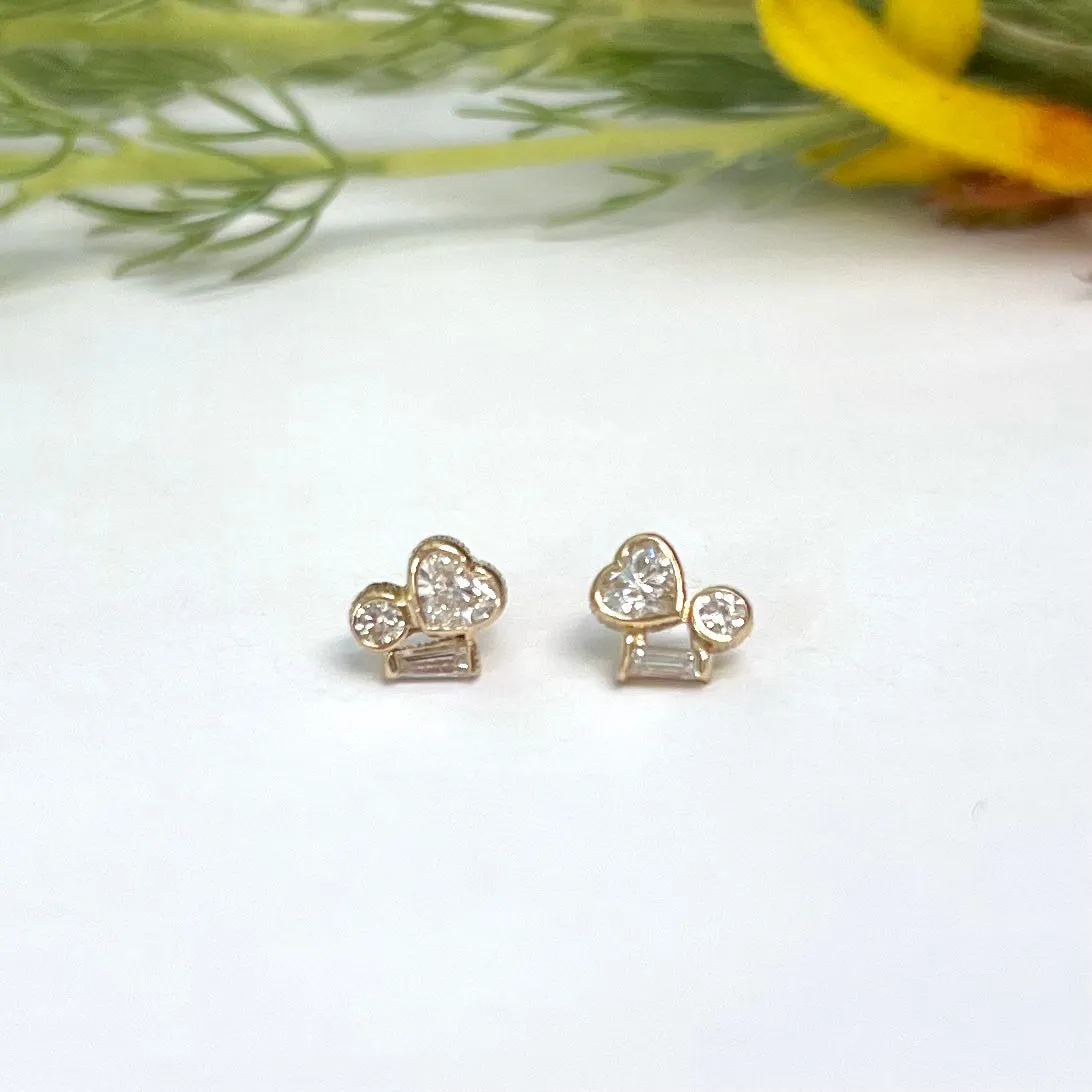 Diamond Heart Cluster Earrings