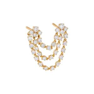 Diamond Triple Strand Cluster Stud Earring 14K