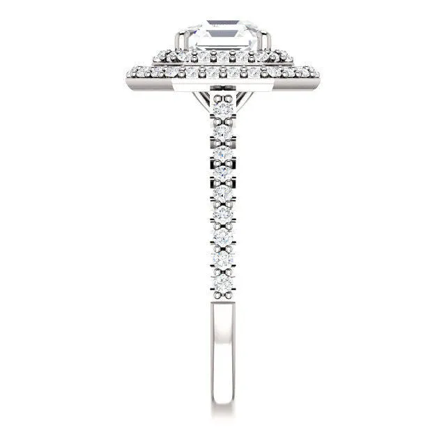 Double Halo Asscher Cut Engagement Ring