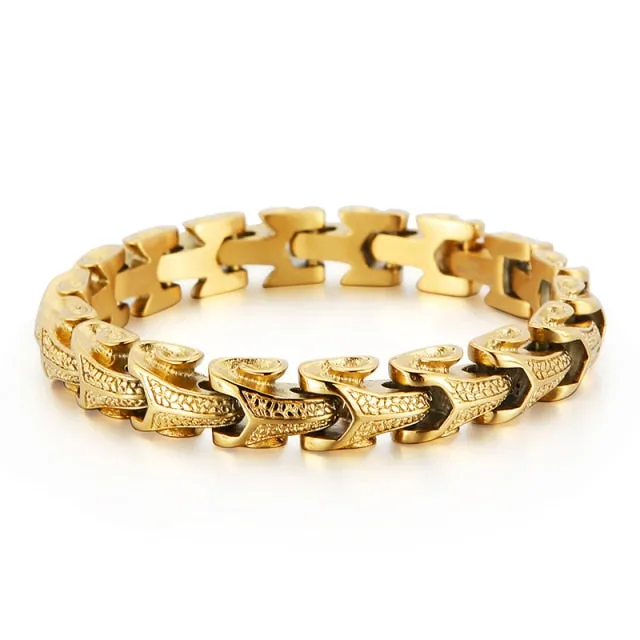 Dragon Snake Link Chain Bracelet, Stainless Steel