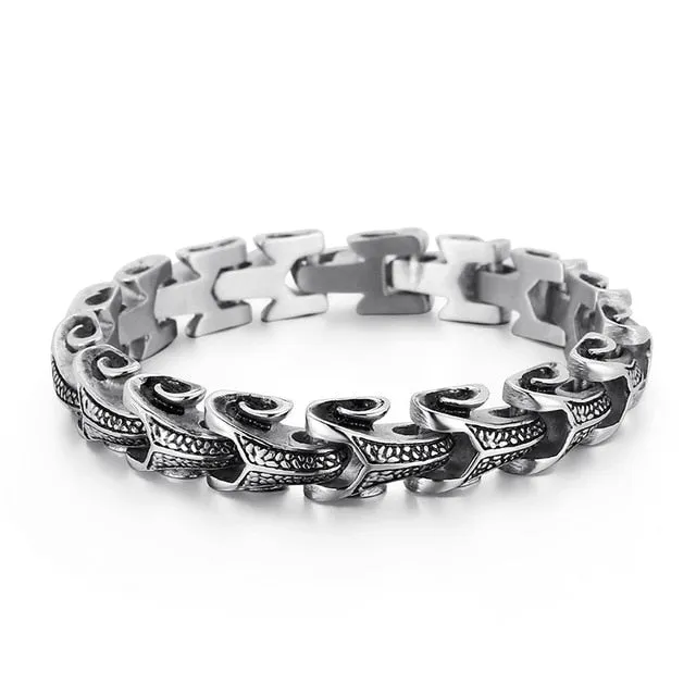 Dragon Snake Link Chain Bracelet, Stainless Steel