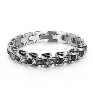 Dragon Snake Link Chain Bracelet, Stainless Steel