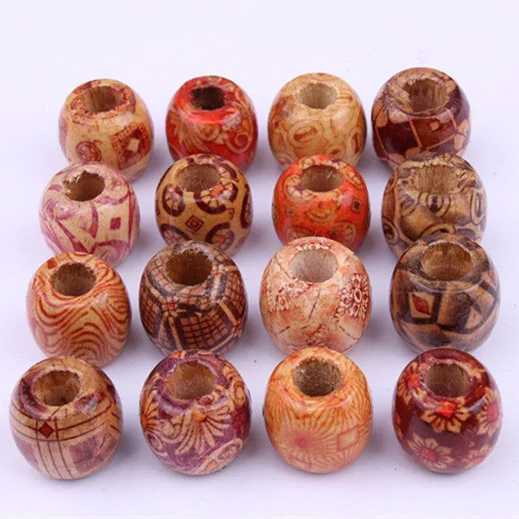 Dreamfix Big Hole 5mm Dreadlock Wooden Hair Beads 24pcs