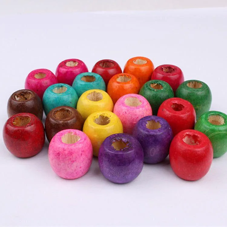 Dreamfix Painted Round Loose 7mm Large Wooden Beads 24pcs