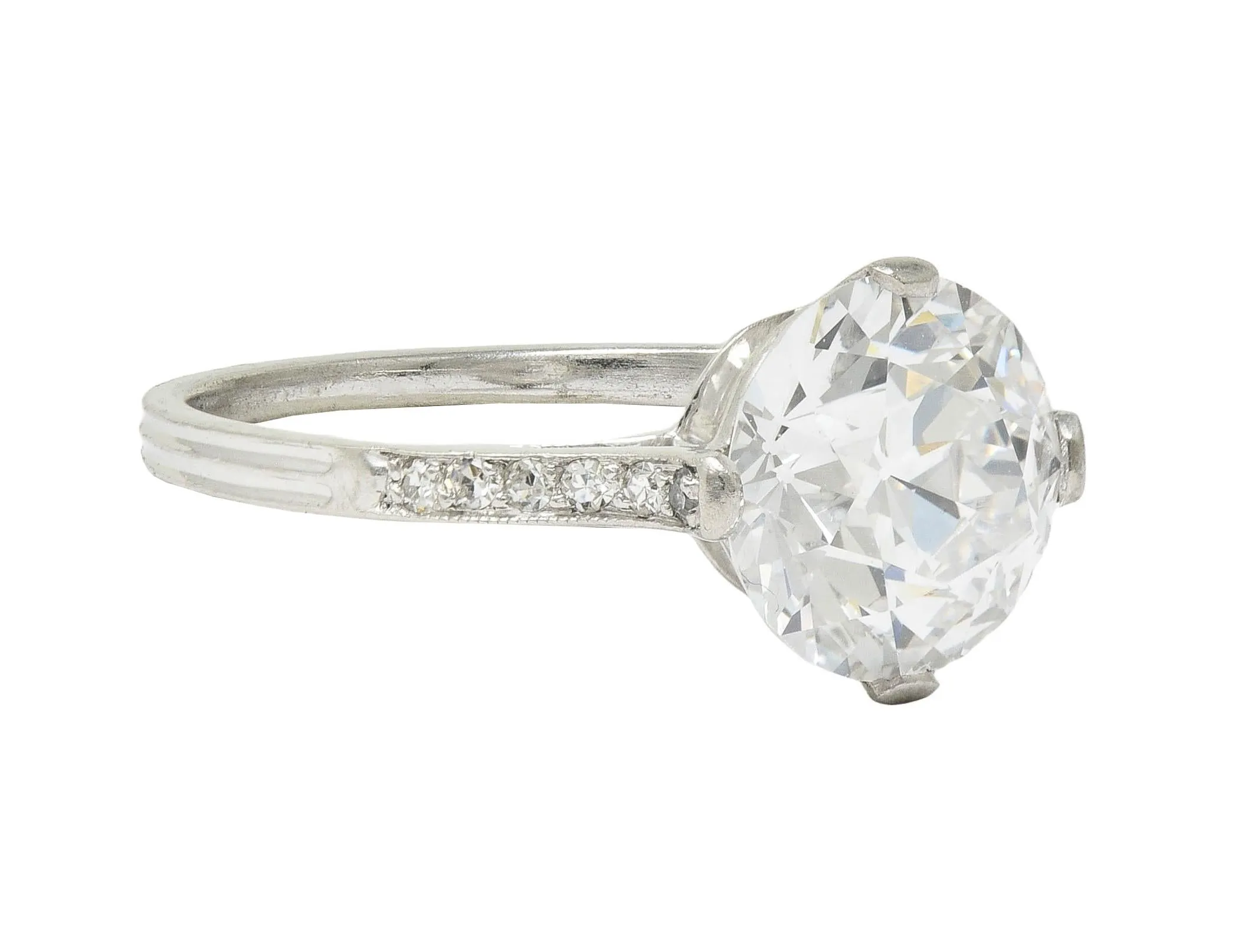 Dreicer & Co. Art Deco 2.55 CTW Old European Cut Diamond Platinum Vintage Engagement Ring GIA