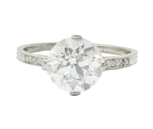 Dreicer & Co. Art Deco 2.55 CTW Old European Cut Diamond Platinum Vintage Engagement Ring GIA