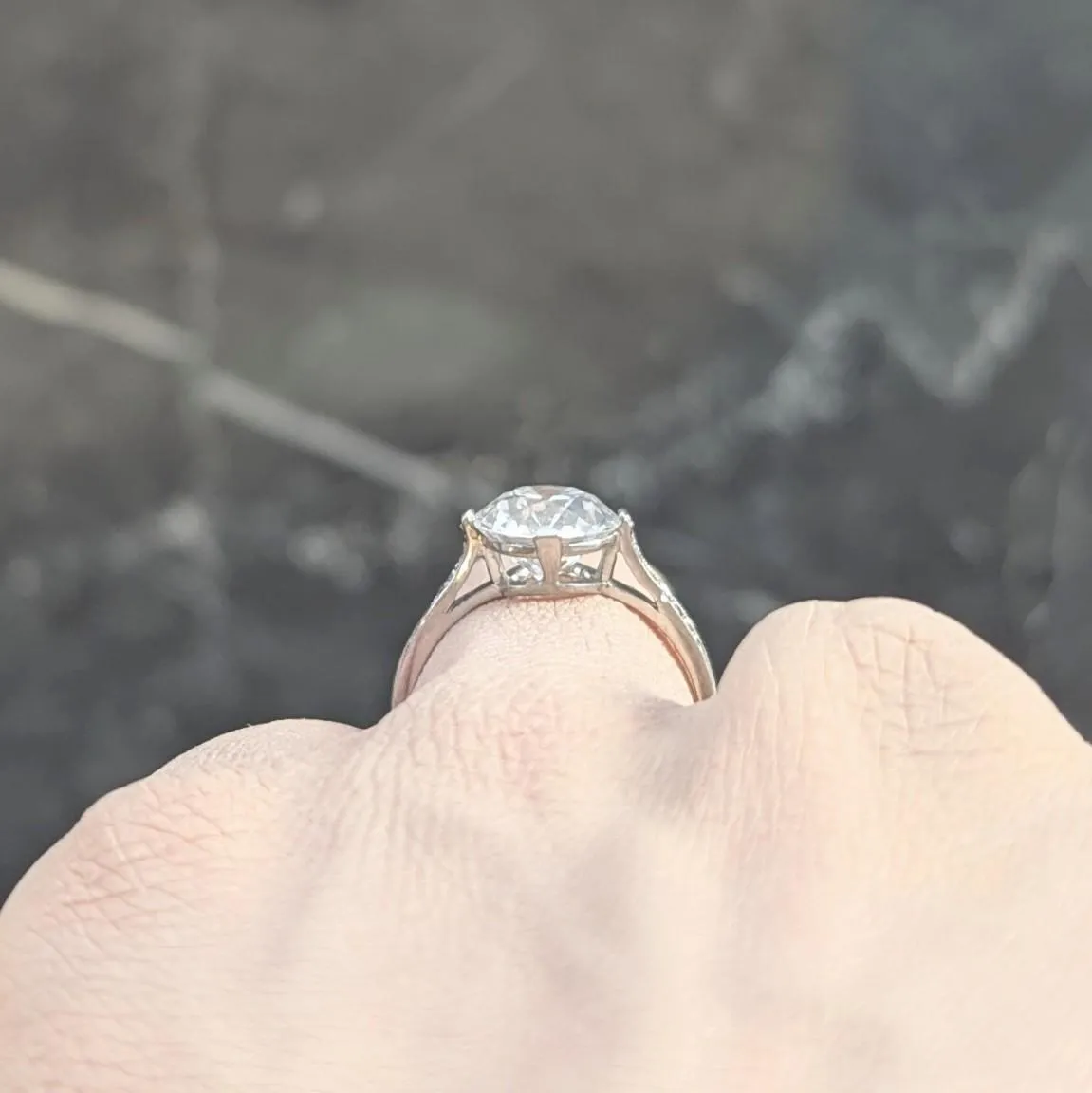 Dreicer & Co. Art Deco 2.55 CTW Old European Cut Diamond Platinum Vintage Engagement Ring GIA