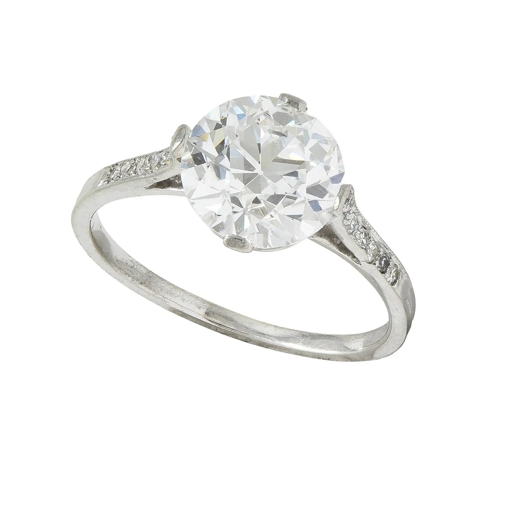 Dreicer & Co. Art Deco 2.55 CTW Old European Cut Diamond Platinum Vintage Engagement Ring GIA