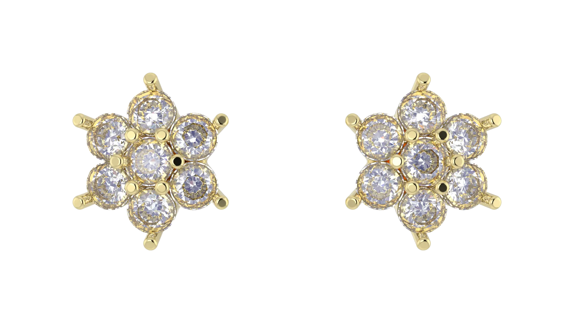 [E1305] Round 7 Stone Cluster Earrings