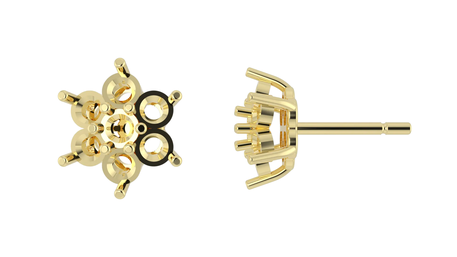 [E1305] Round 7 Stone Cluster Earrings