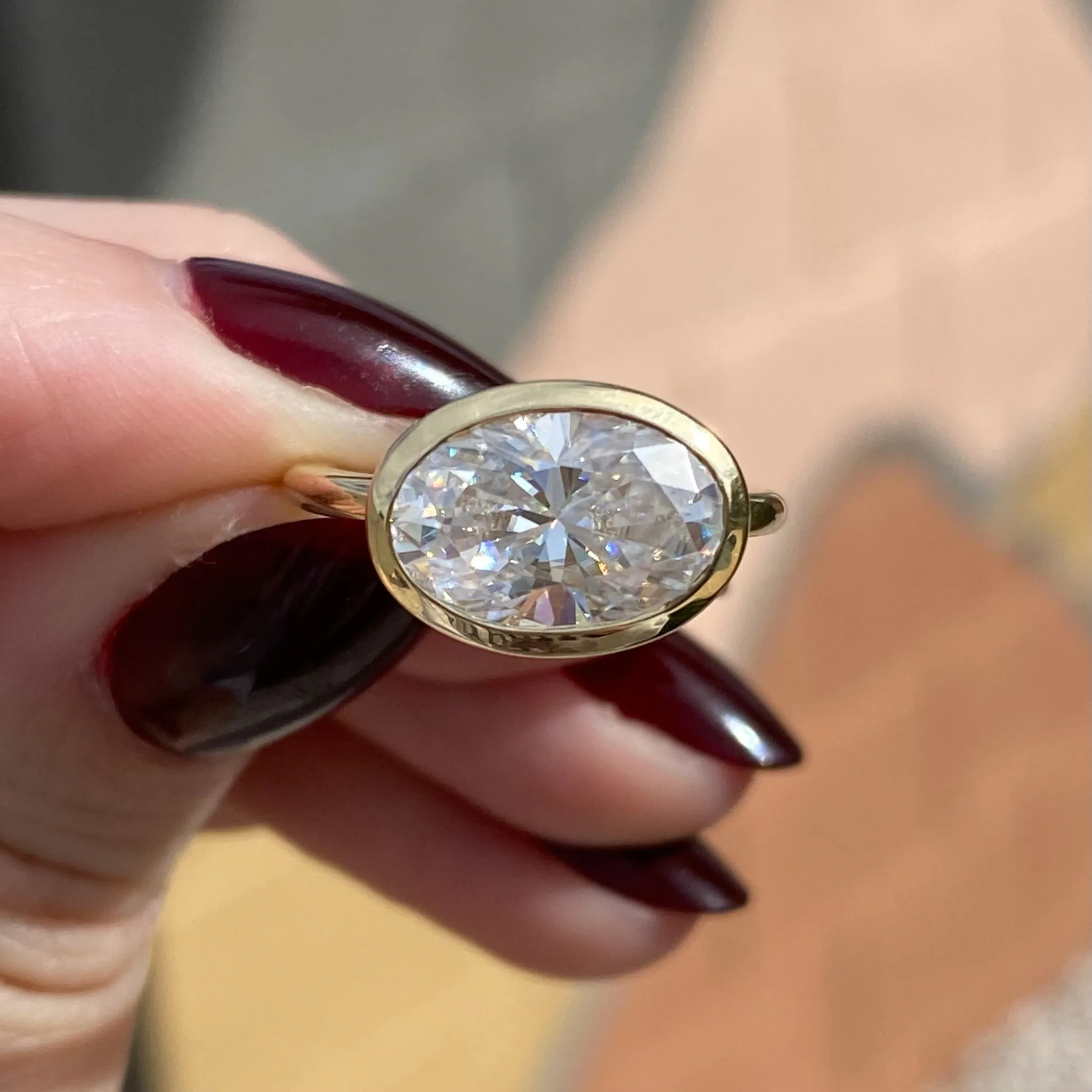 East West Bella (4.7ct) Oval Moissanite Engagement Ring