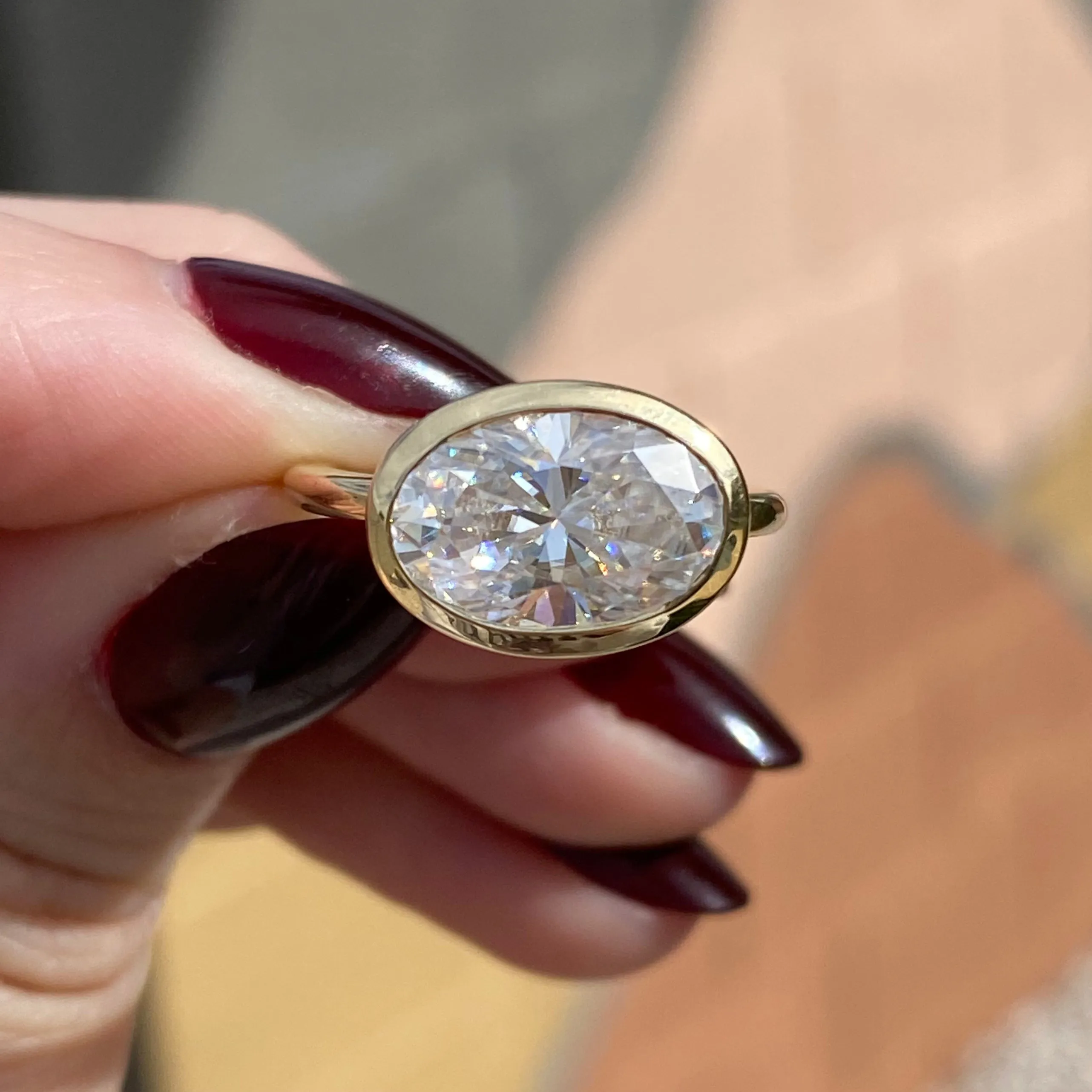 East West Bella (4.7ct) Oval Moissanite Engagement Ring
