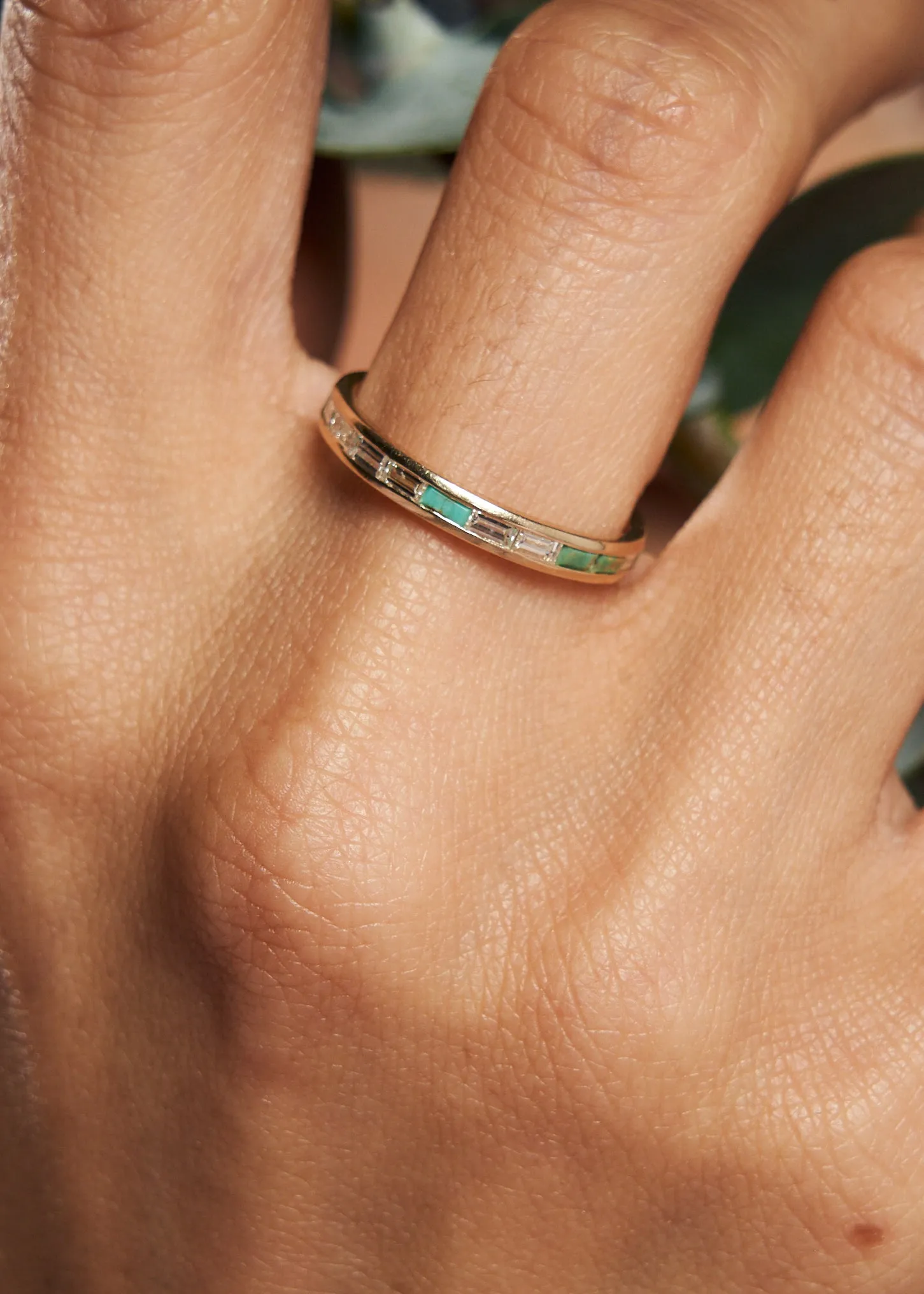 EAST WEST TURQUOISE DIAMOND RING