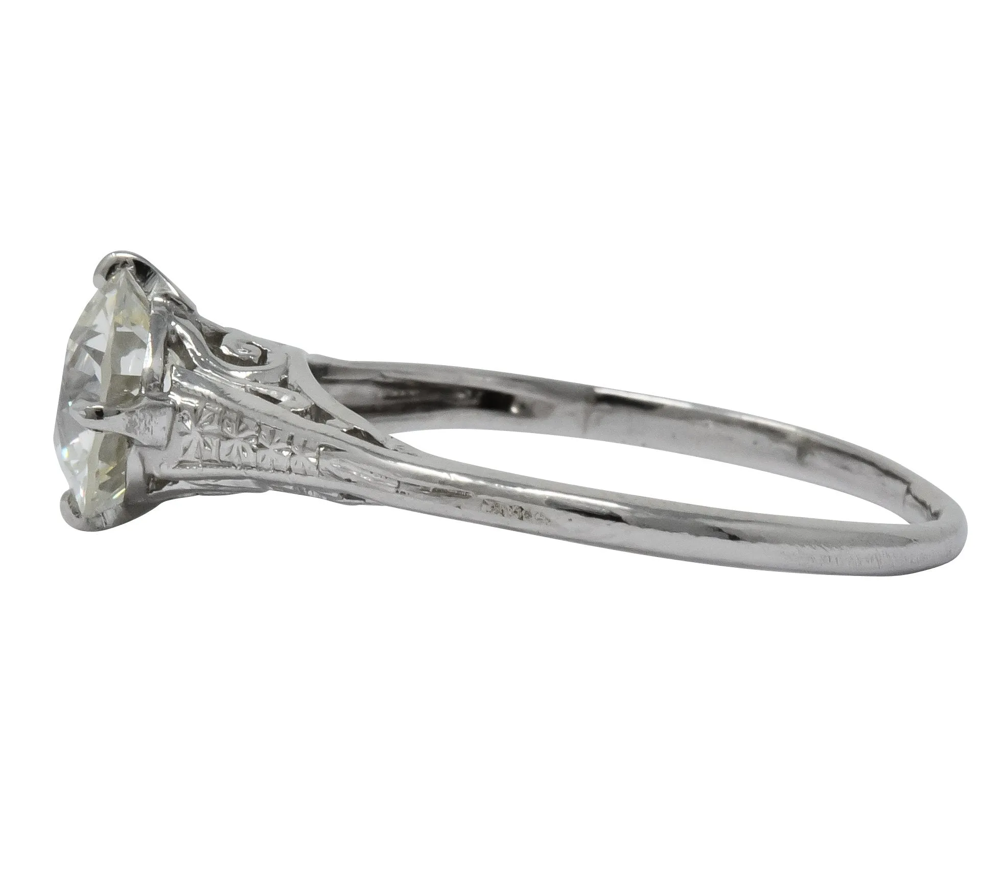 Edwardian 1.23 CTW Diamond Platinum Solitaire Engagement Ring GIA