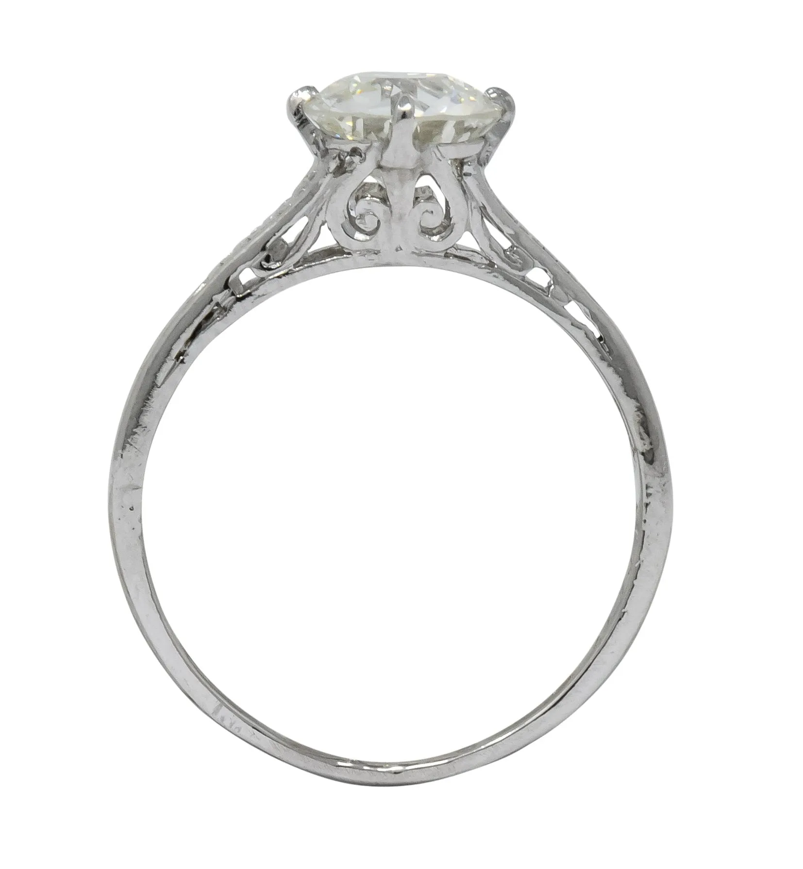 Edwardian 1.23 CTW Diamond Platinum Solitaire Engagement Ring GIA
