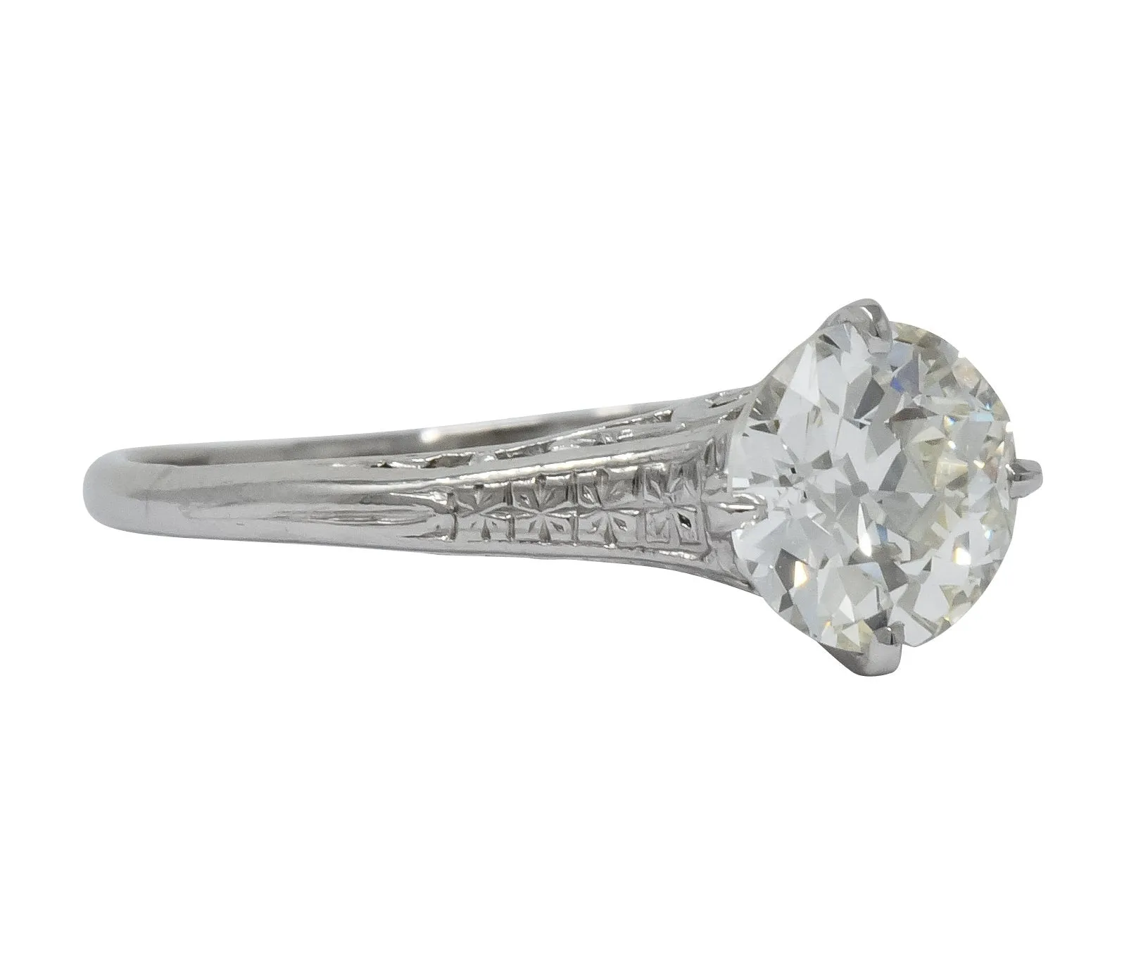 Edwardian 1.23 CTW Diamond Platinum Solitaire Engagement Ring GIA