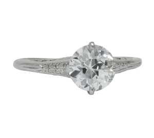 Edwardian 1.23 CTW Diamond Platinum Solitaire Engagement Ring GIA