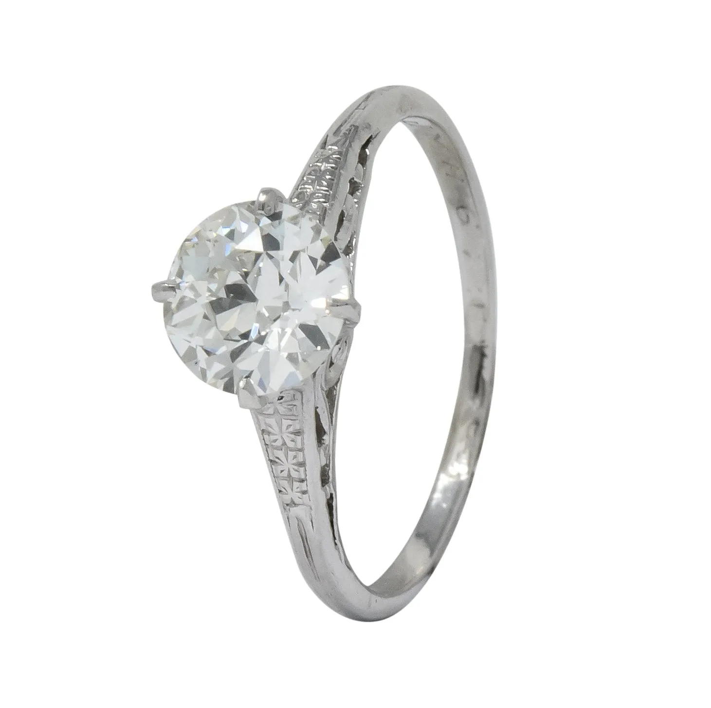 Edwardian 1.23 CTW Diamond Platinum Solitaire Engagement Ring GIA