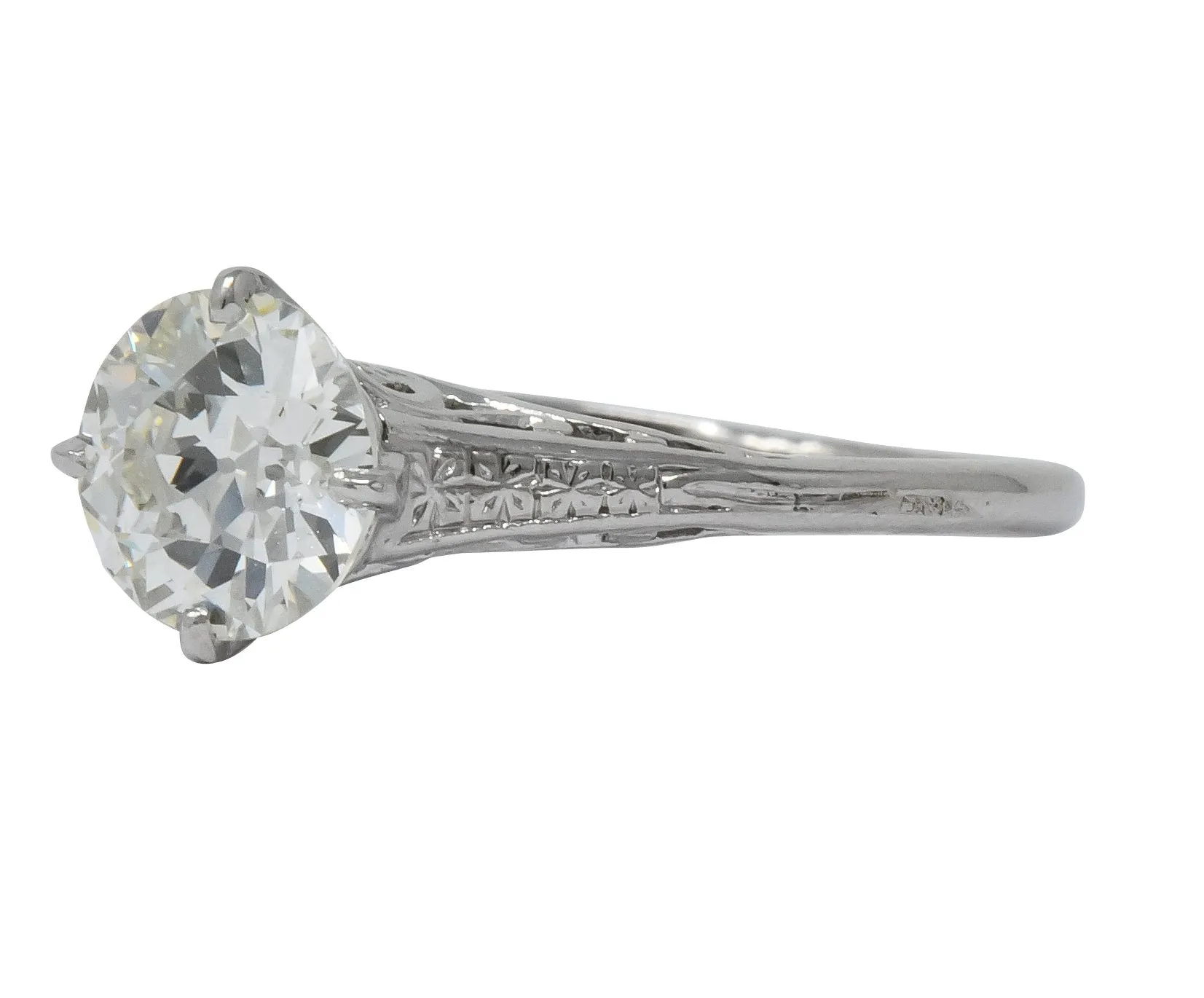 Edwardian 1.23 CTW Diamond Platinum Solitaire Engagement Ring GIA
