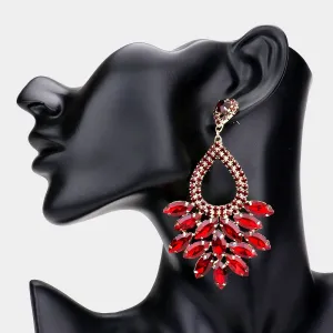 Elegant Marquise Red Crystal Cluster Chandelier Pageant Earrings  / Prom Earrings | 548477