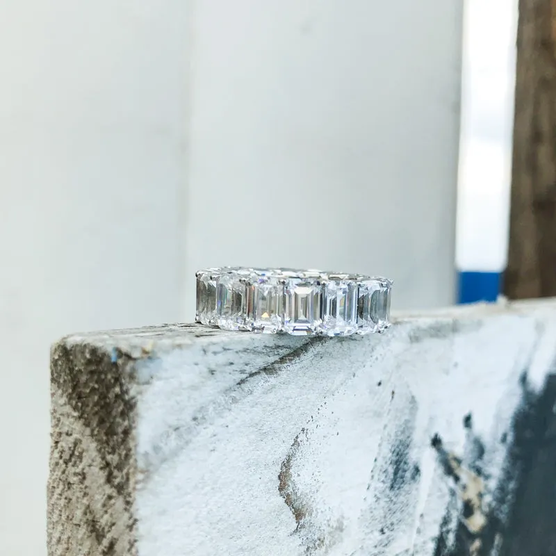 Emerald Cut Created Diamond Full Eternity Ring