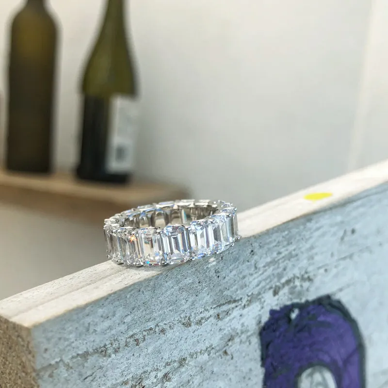 Emerald Cut Created Diamond Full Eternity Ring