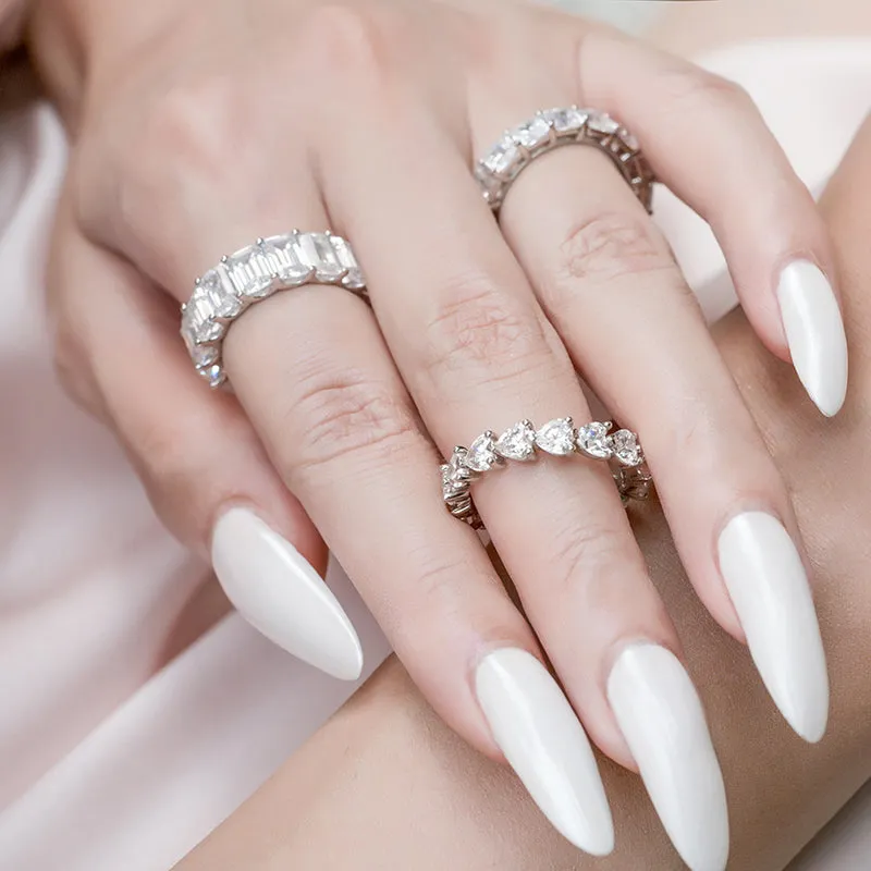 Emerald Cut Created Diamond Full Eternity Ring