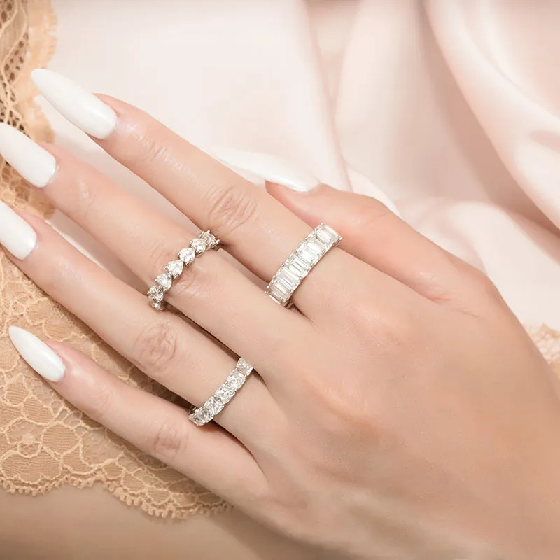 Emerald Cut Created Diamond Full Eternity Ring