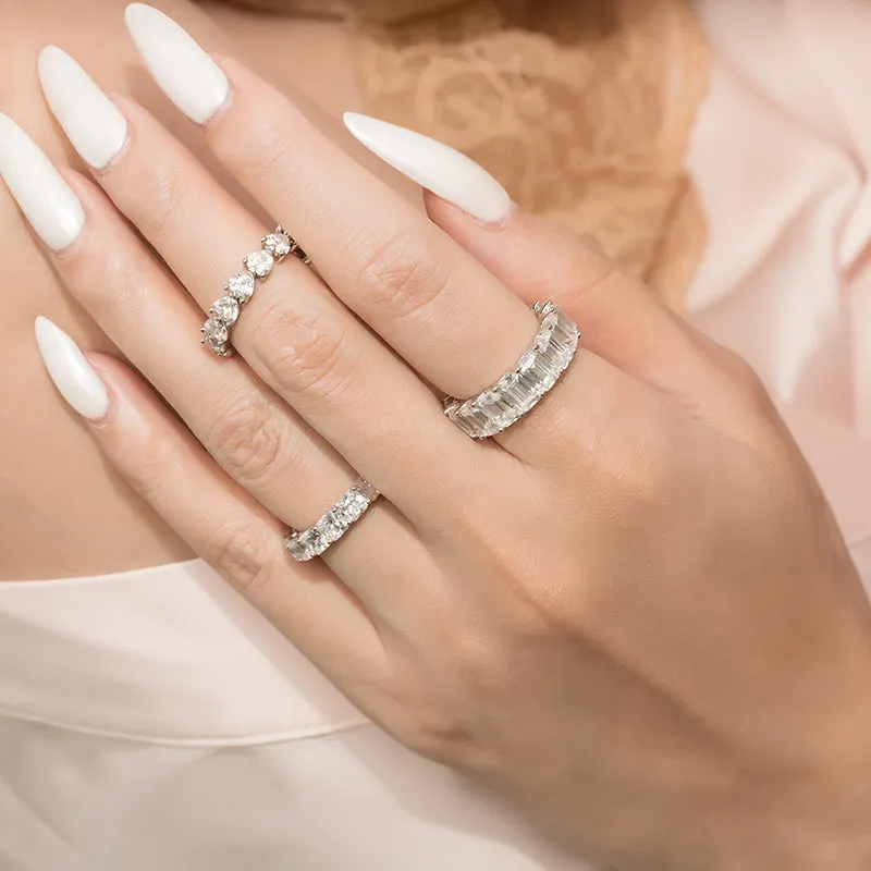 Emerald Cut Created Diamond Full Eternity Ring