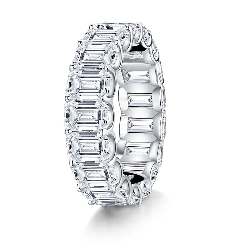 Emerald Cut Created Diamond Full Eternity Ring