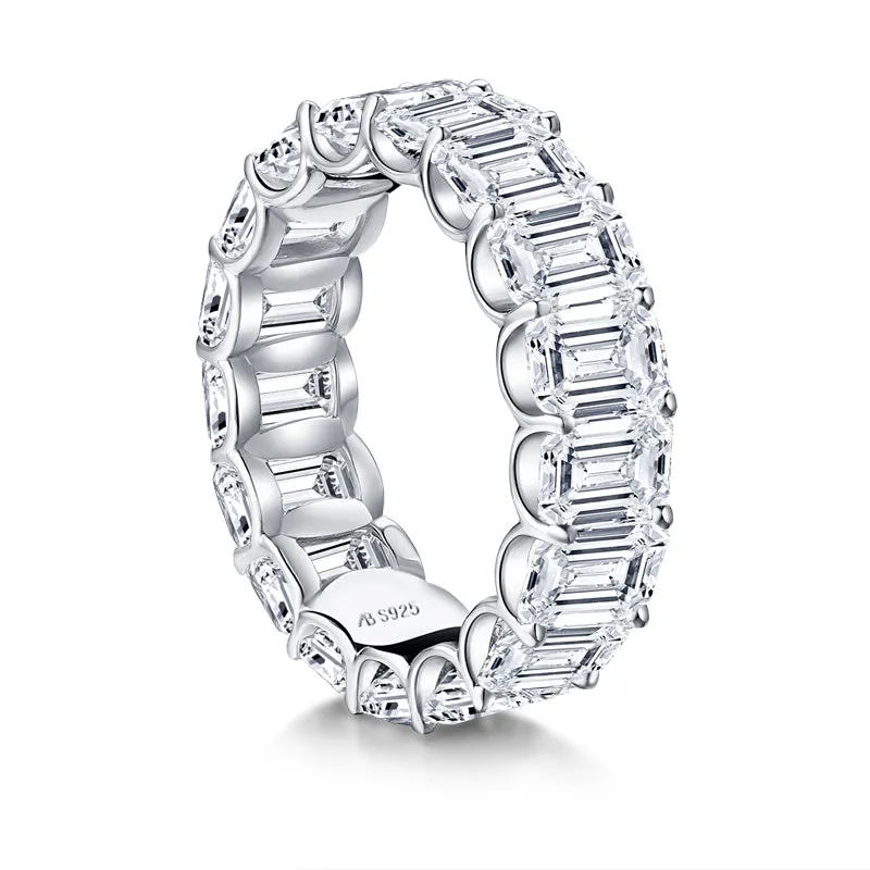 Emerald Cut Created Diamond Full Eternity Ring
