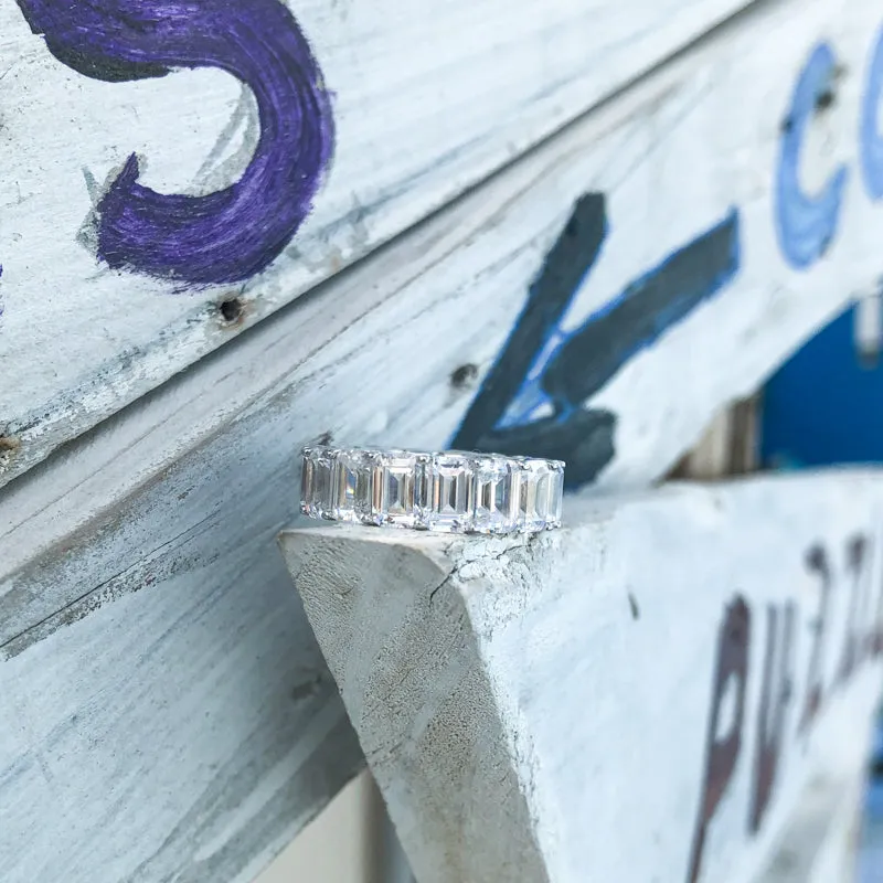 Emerald Cut Created Diamond Full Eternity Ring