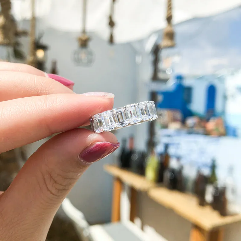 Emerald Cut Created Diamond Full Eternity Ring
