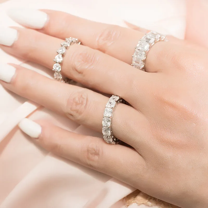 Emerald Cut Created Diamond Full Eternity Ring