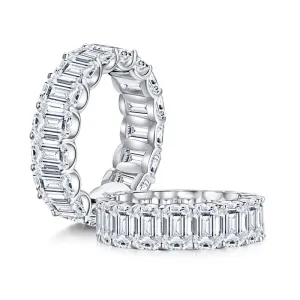 Emerald Cut Created Diamond Full Eternity Ring
