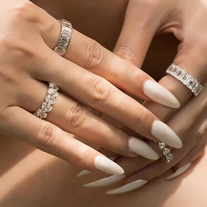 Emerald Cut Created Diamond Full Eternity Ring