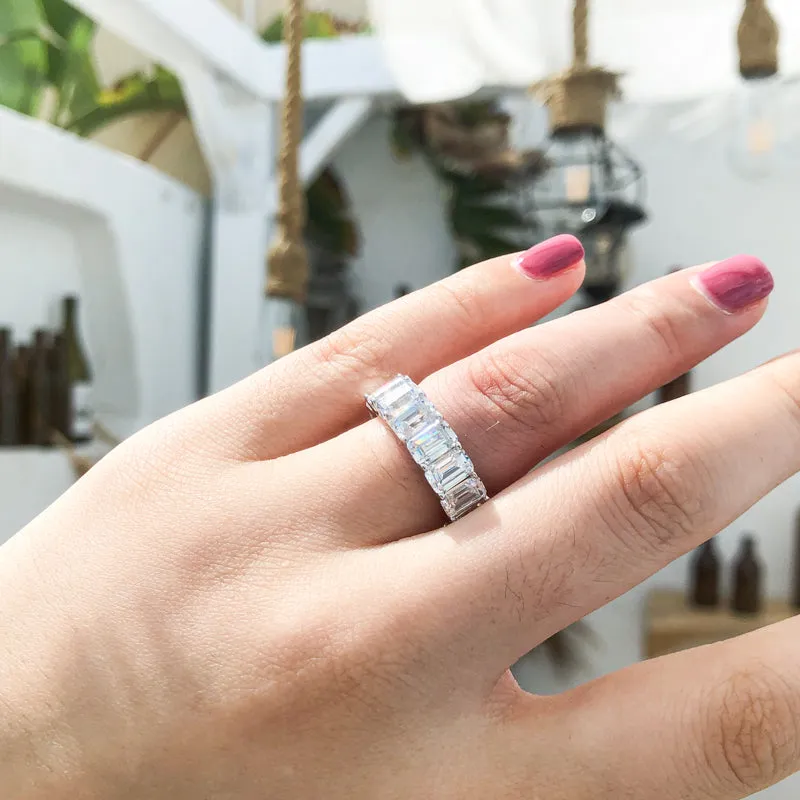 Emerald Cut Created Diamond Full Eternity Ring