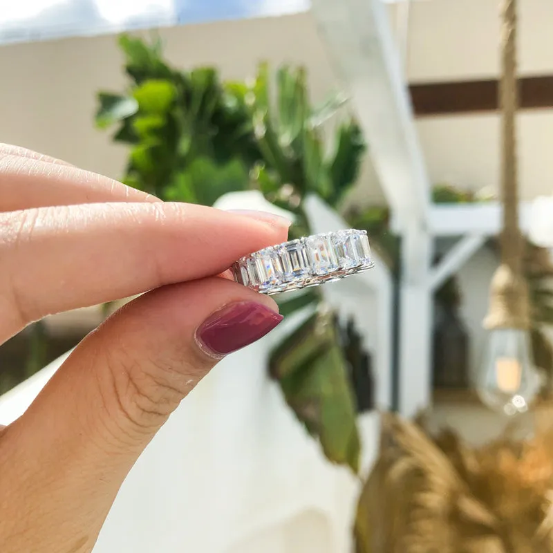 Emerald Cut Created Diamond Full Eternity Ring