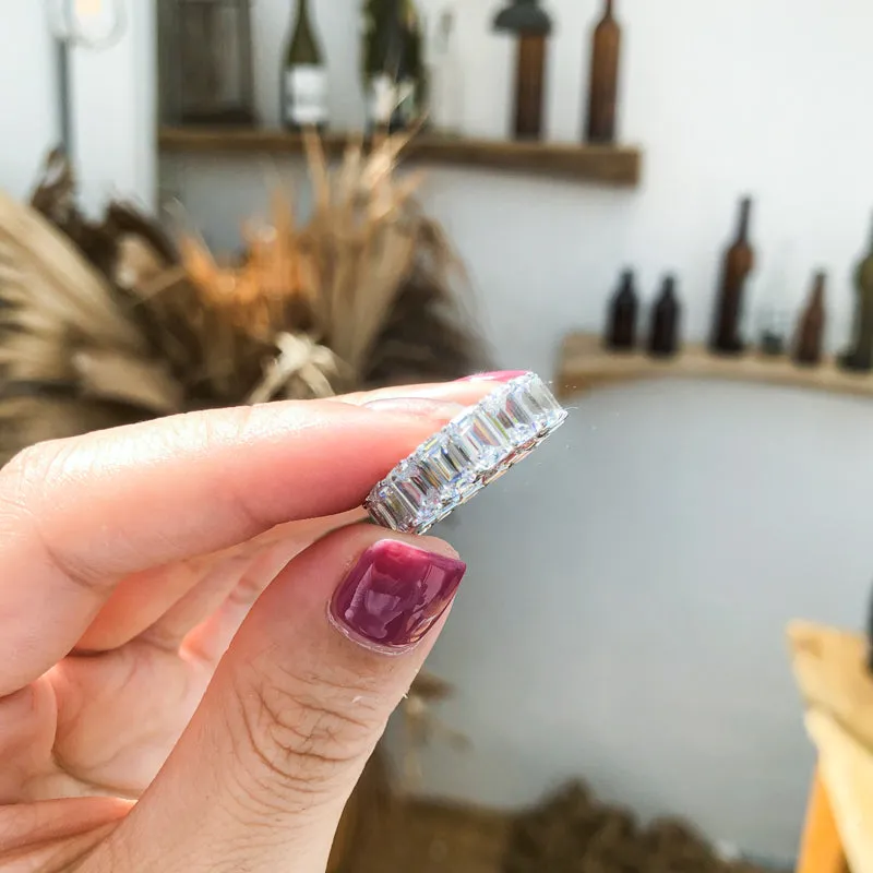 Emerald Cut Created Diamond Full Eternity Ring