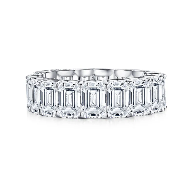 Emerald Cut Created Diamond Full Eternity Ring