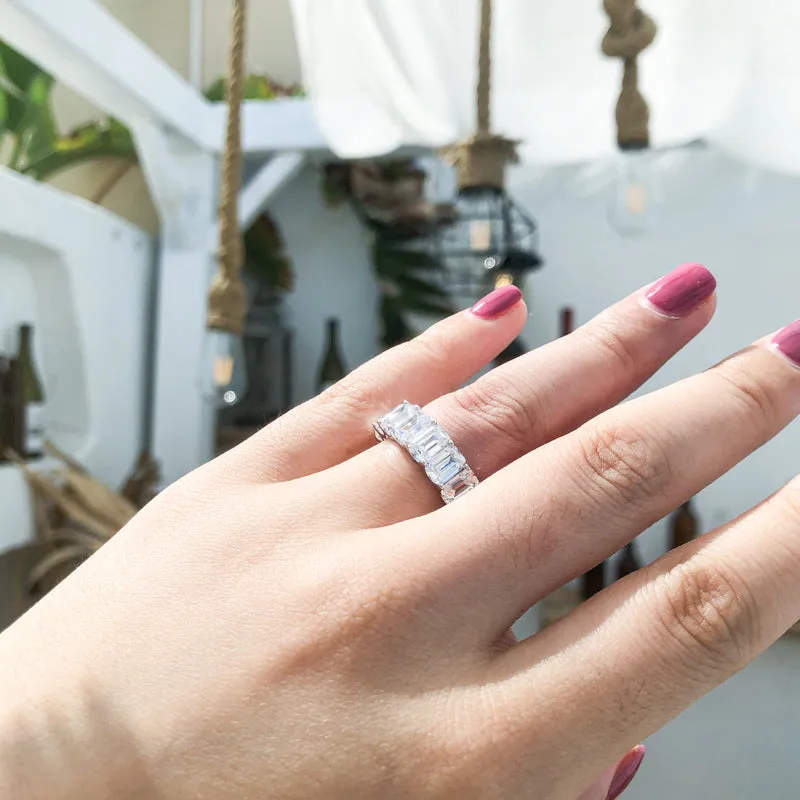 Emerald Cut Created Diamond Full Eternity Ring