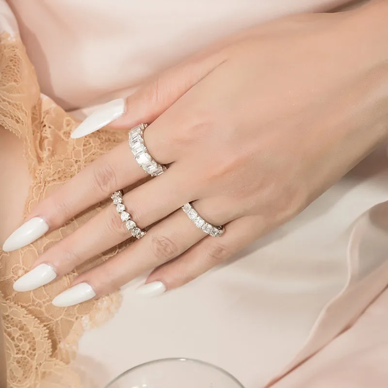 Emerald Cut Created Diamond Full Eternity Ring