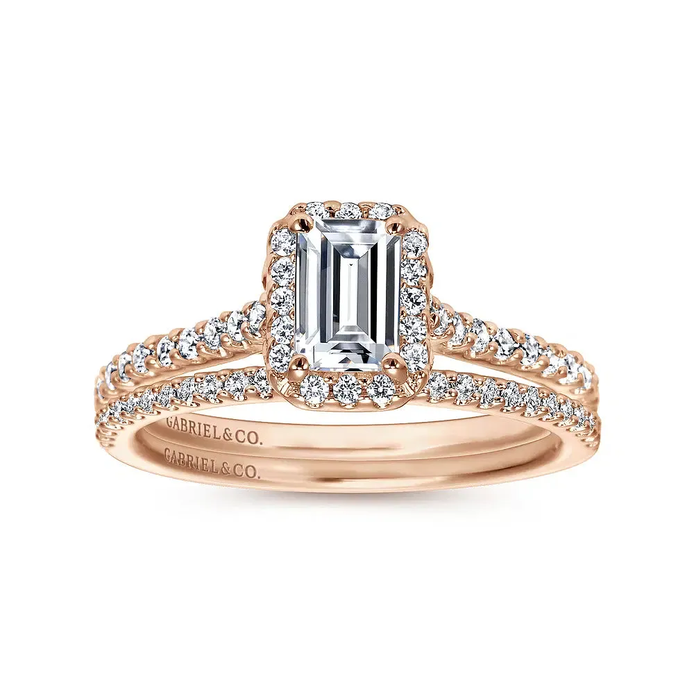 Emerald Halo Diamond Engagement Ring Mounting